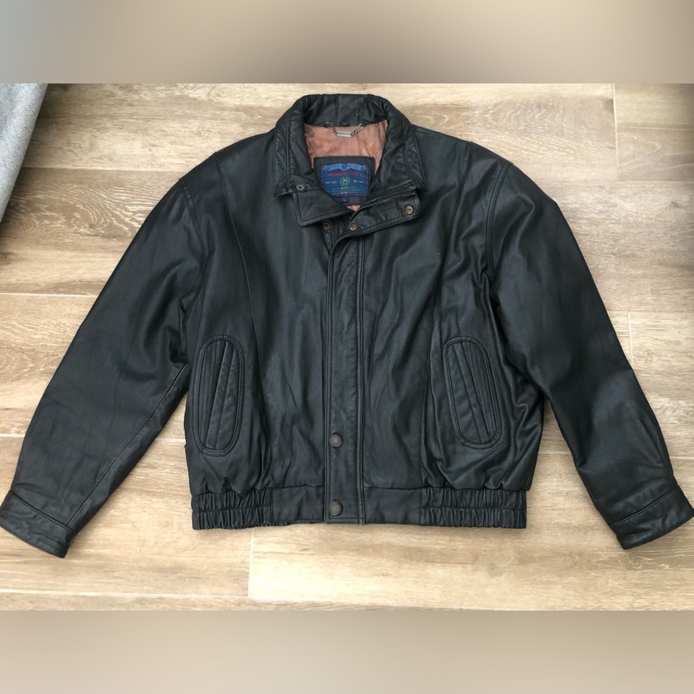 Members Only Club House 100% Leather Motorcycle Bomber Jacket - Men’s Size L